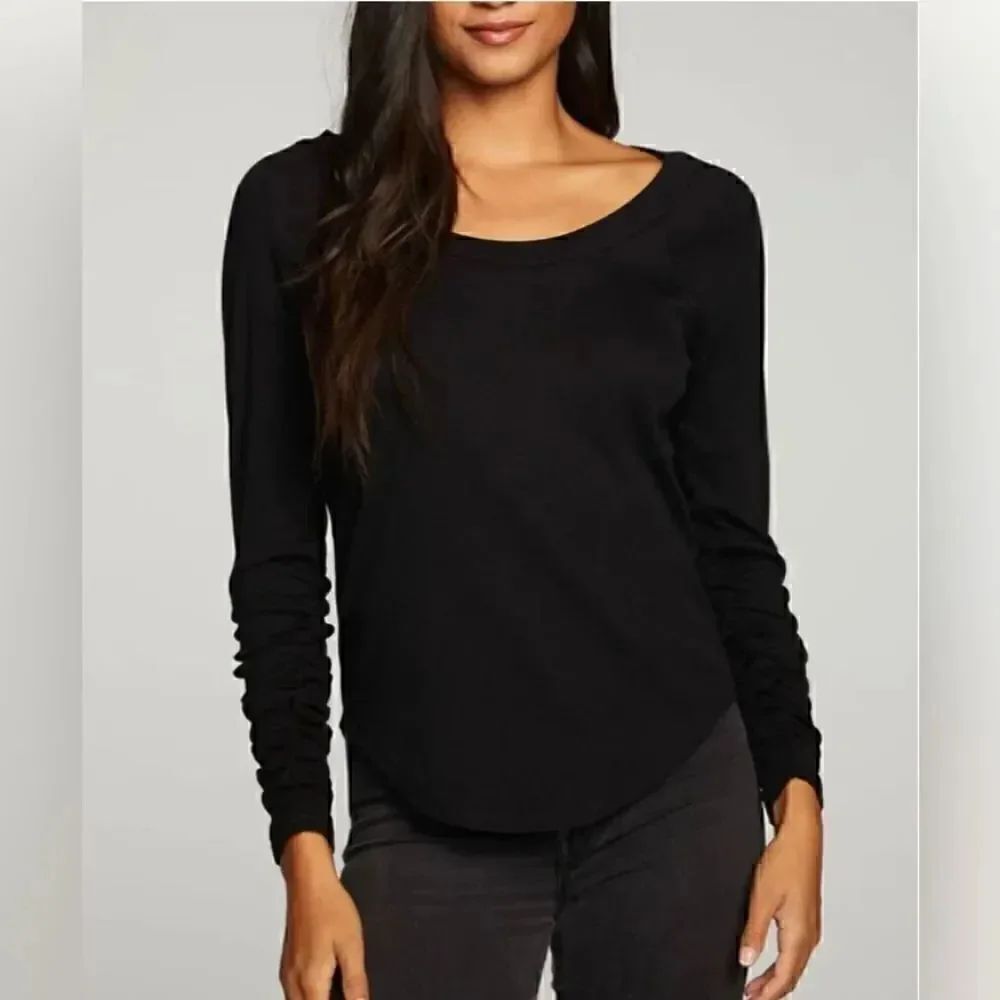 Chaser Revolve Jet Black SCOOP NECK RAGLAN RIB PULLOVER Long Sleeves SZ M